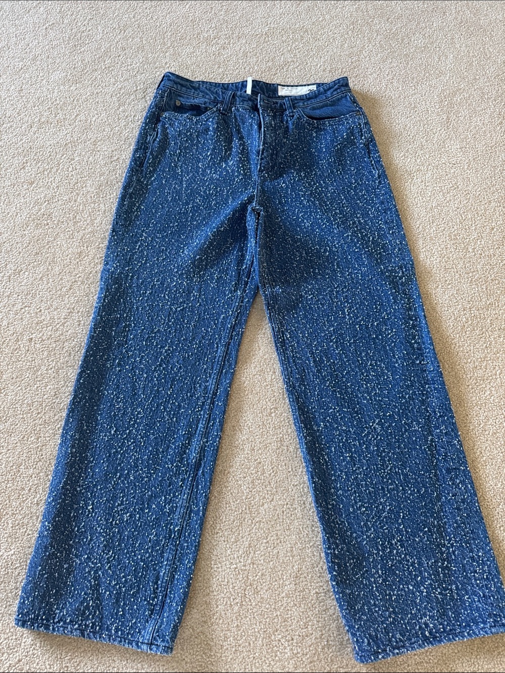 rag & bone Blue Speckled Wide-Leg Jeans